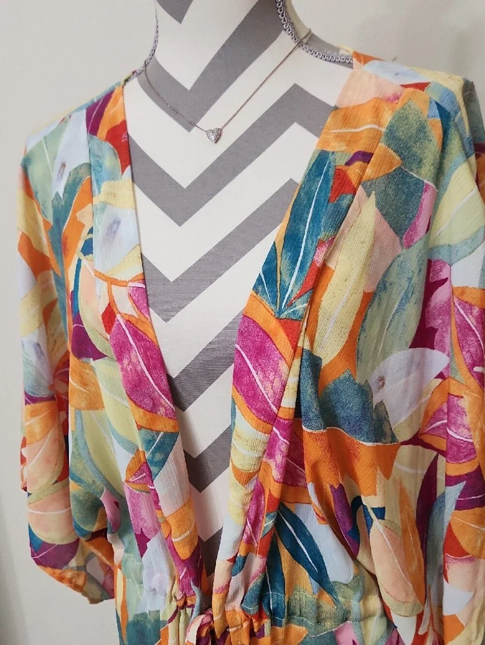 A New Day Multicolor Floral Tie-Waist Swim Cover Up